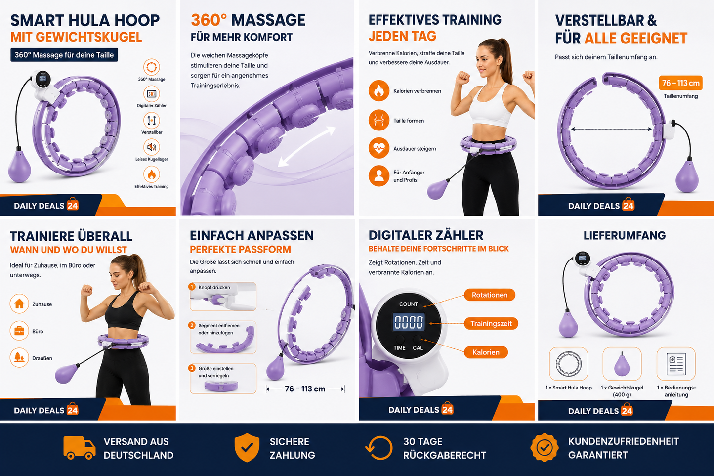 Smart Hula Hoop | Fitnessreifen für Zuhause | Daily Deals 24
