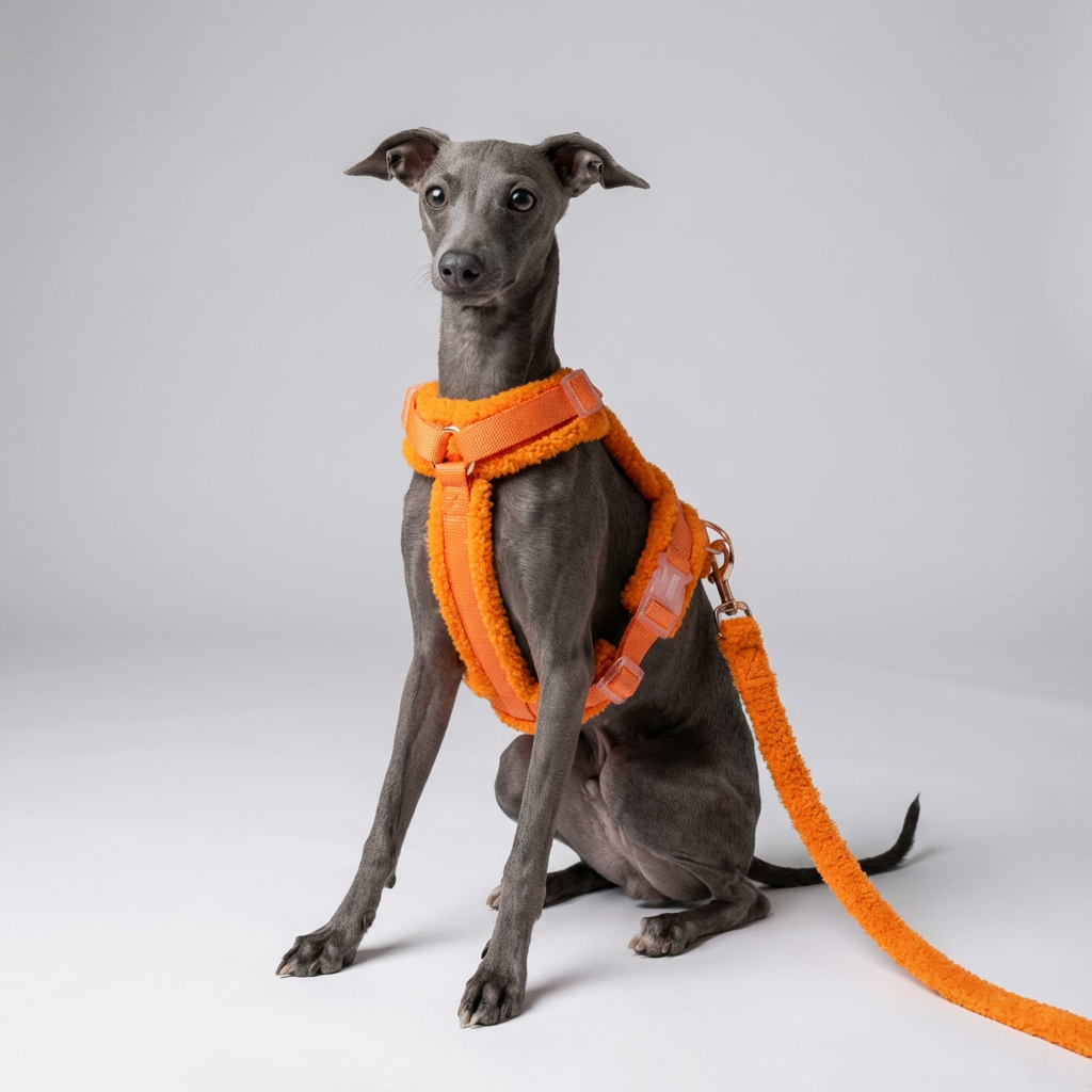 Teddy Dog Harness Set with Leash | Soft Sherpa Harness | Orange