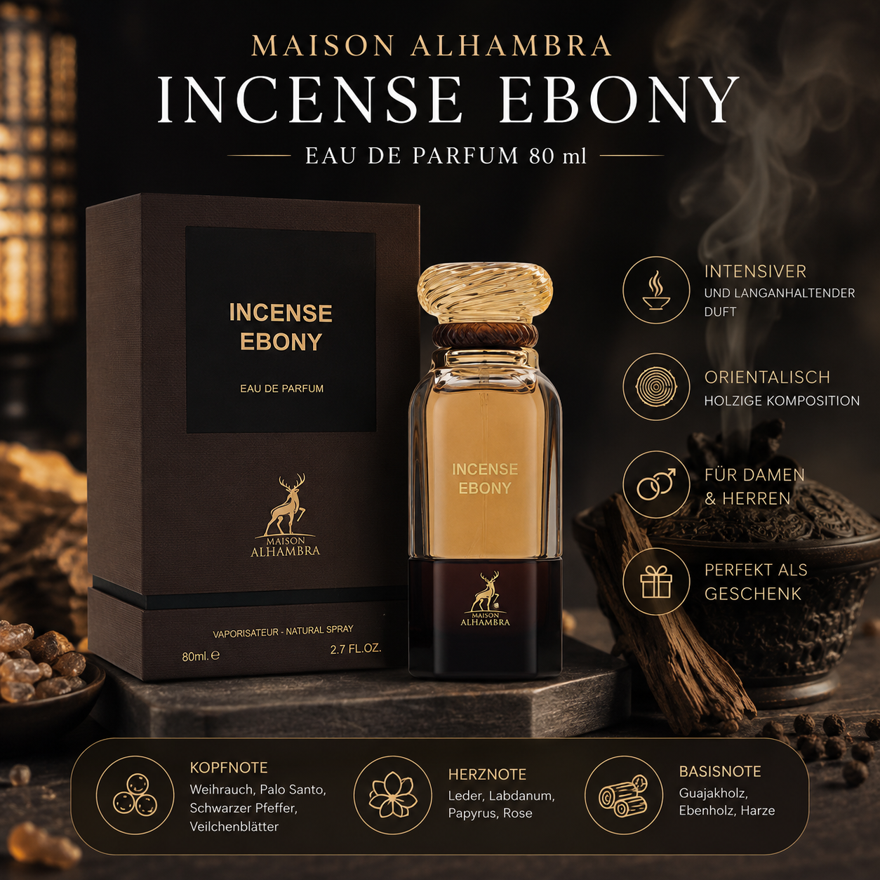 Maison Alhambra/Incese Ebony EDP 80ML (XL)