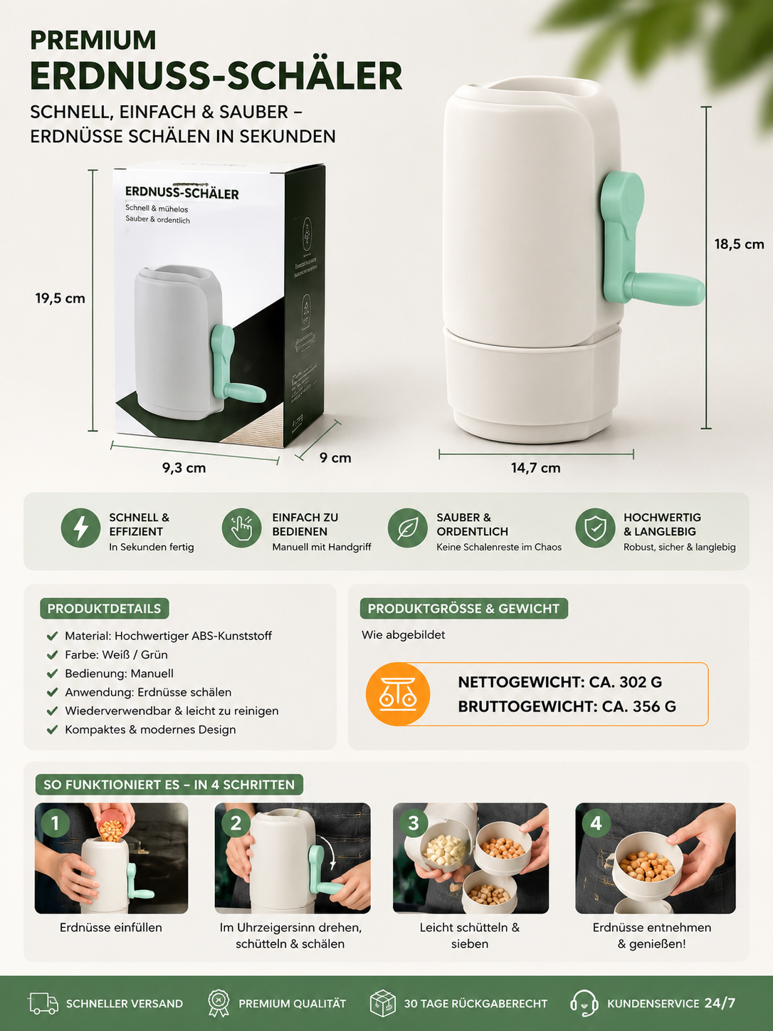 Premium Peanut Sheller - Fast & Easy Peanut Shelling