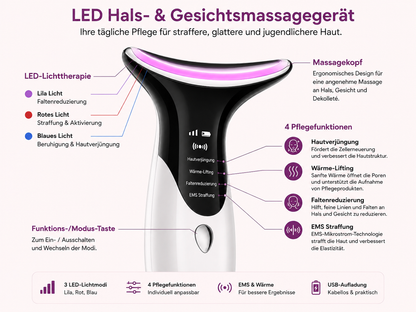 GlowLift™ 3-in-1 LED Halsmassagegerät | Für Gesicht, Hals & Dekolleté