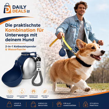 2-in-1 Dog Water Bottle with Integrated Bowl